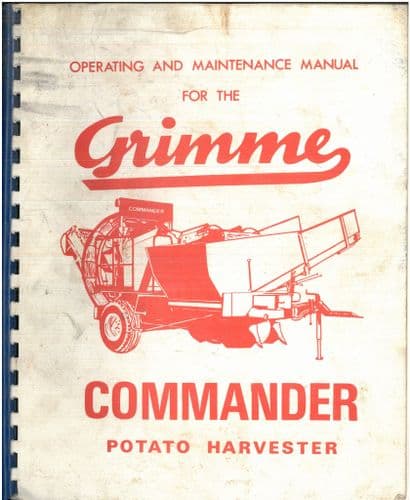Grimme Potato Harvester Commander Operators Manual - ORIGINAL