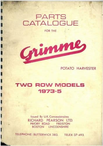Grimme Potato Harvester - Two Row Models 1973 - 75 Parts Manual