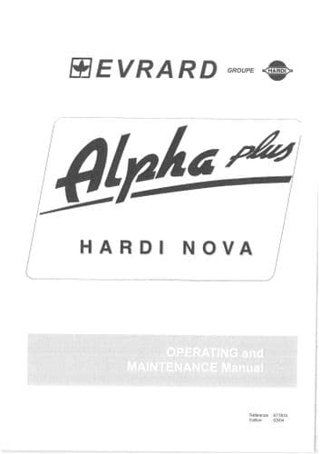 Hardi Nova Sprayer Alpha Plus Operators Manual