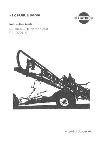 Hardi Sprayer FTZ Force Boom Operators Manual
