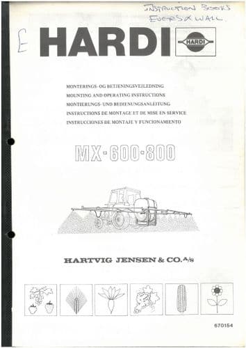 Hardi  Sprayer MX600 MX800 Operators Manual