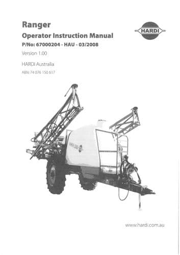 Hardi Sprayer Ranger Operators Manual