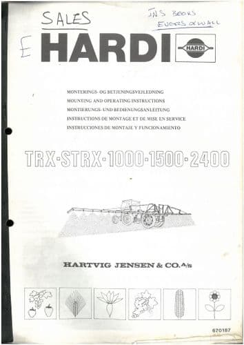 Hardi  Sprayer TRX STRX 1000 1500 2400 Operators Manual