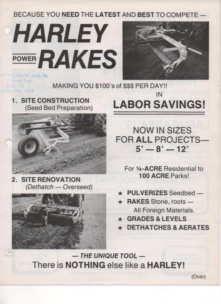 Harley Power Rakes - Models TR35 TR38 TR12 Brochure