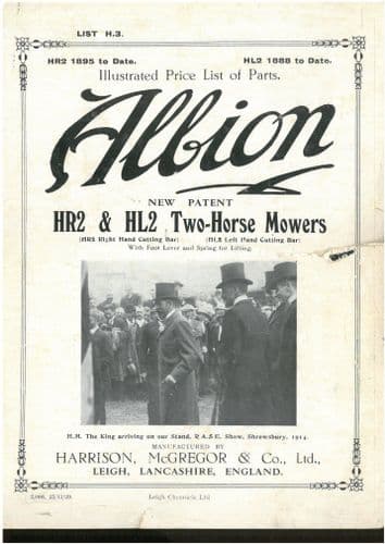 Harrison, McGregor & Co Ltd Albion Two Horse Mower HR2 & HL2 Parts Manual