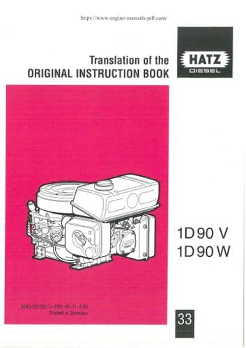 hatz Diesel Engine 1D90V & 1D90W Operators Manual