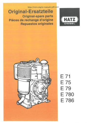 Hatz Diesel Engine E71 E75 E79 E780 E786 Parts Manual