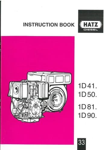 Hatz Engine 1D41, 1D50, 1D81, 1D90 Operators Manual