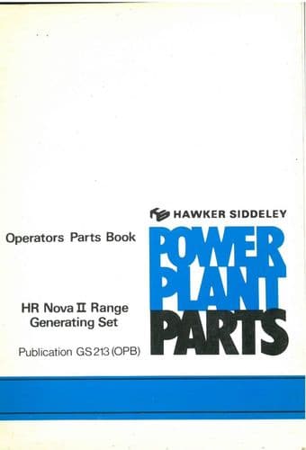 Hawker Siddeley Lister Petter HR Nova II Range Generating Set- Operators Parts Manual