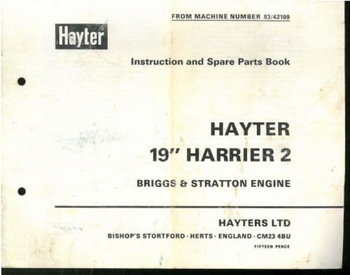 Hayter 19" Harrier 2  Operators Manual & Parts List