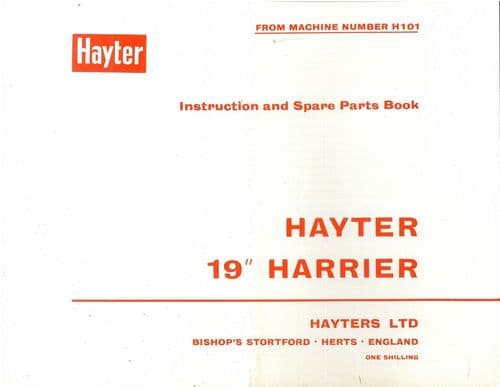 Hayter 19" Harrier  Operators Manual & Parts List