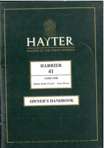 Hayter Mower Harrier 41 Operators Manual