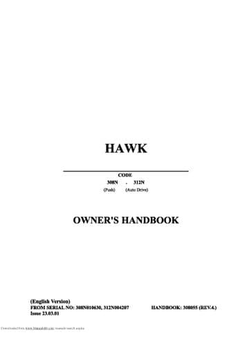 Hayter Mower Hawk 308N Push & 312N AutoDrive Operators Manual