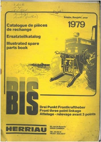 Herriau Front Three Point Linkage  Parts Manual