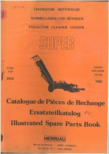 Herriau Super Type 2412 Beet Collecter Cleaner Loader Parts Manual
