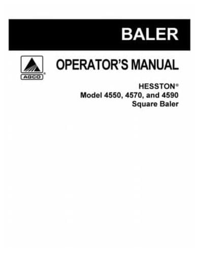 Hesston Baler 4570 Operators Manual Same As New Idea 7210, MF1837, MF1838, Agco 7110, Case IH 8530