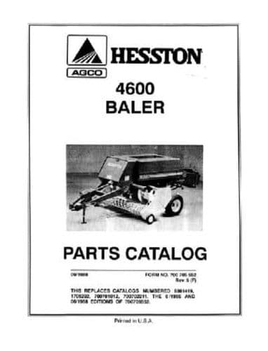 Hesston Baler 4600 Parts Manual Same As Case IH 8540