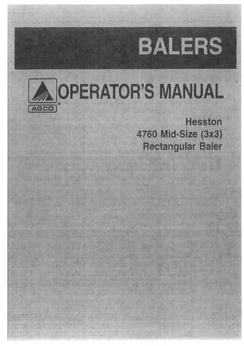 Hesston Baler 4760 Operators Manual