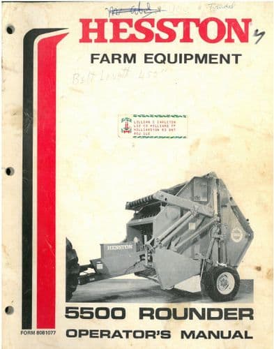 Hesston Baler 5500 Rounder Operators Manual
