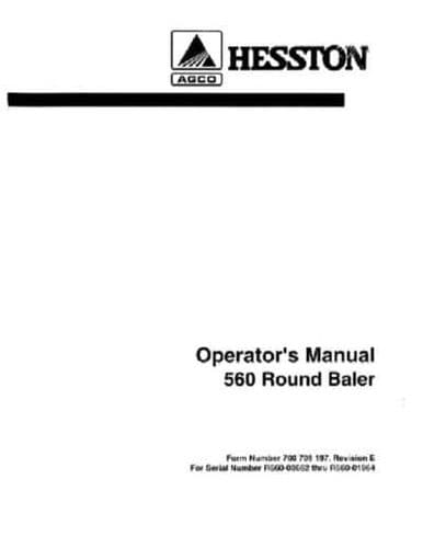 Hesston Baler 560 Operators Manual