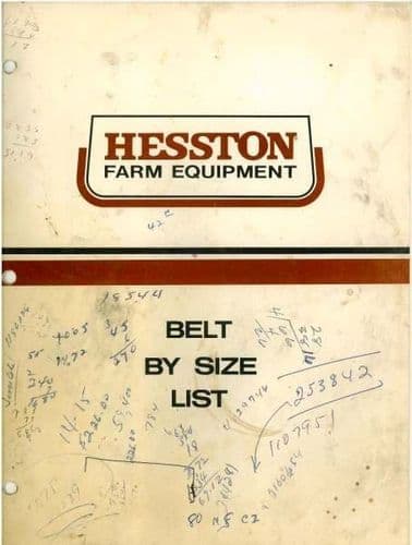 Hesston Belts by Size List Manual