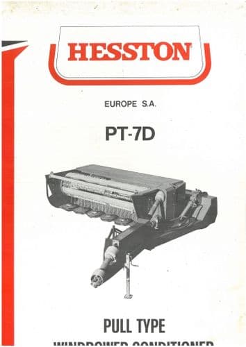 Hesston PT-7D Pull Type Windrower Conditioner Operators Manual