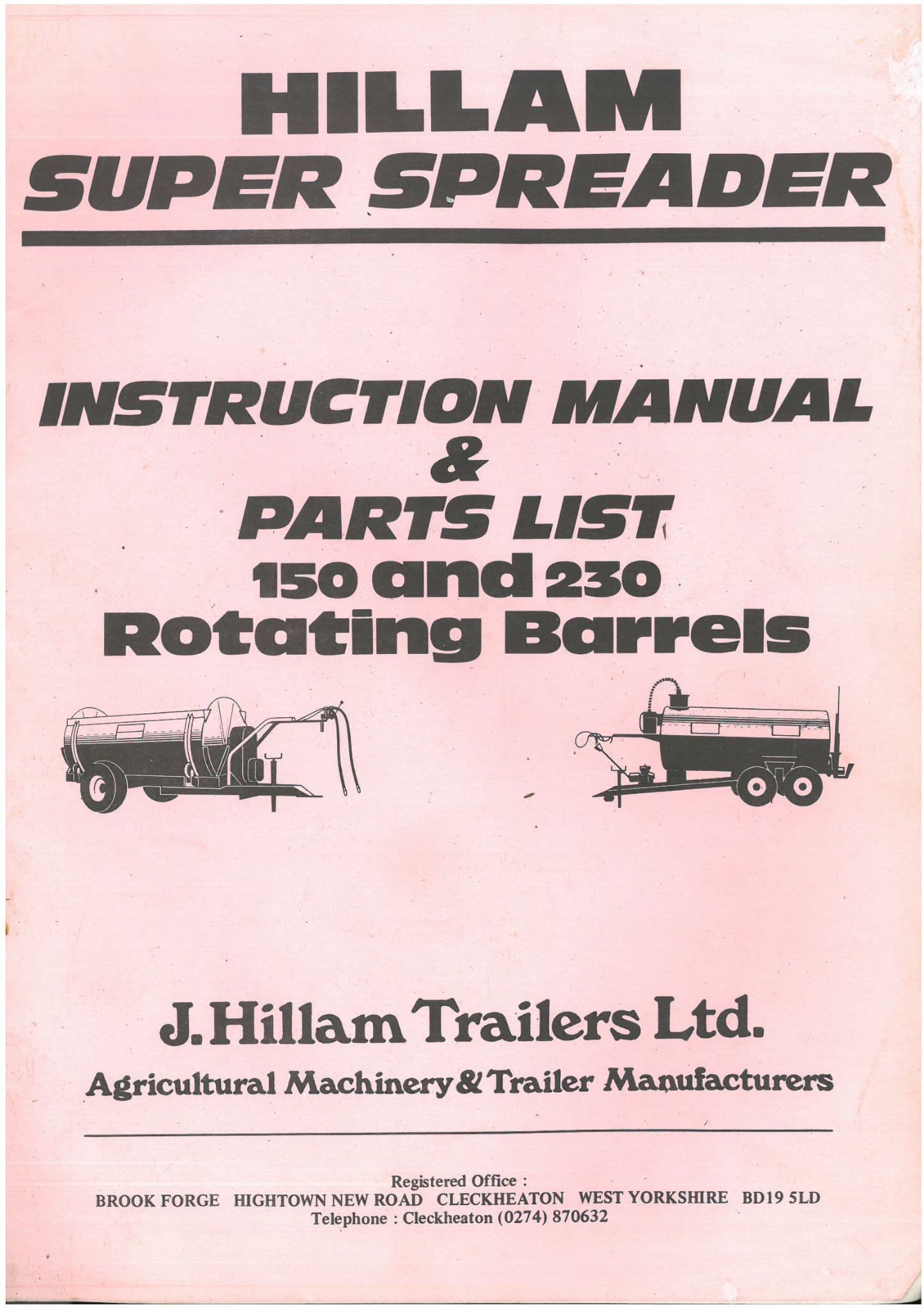 Hillman Super Spreader Slurry Tanker 150 230 Rotating Barrels Operators