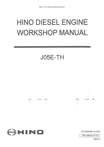 Hino Diesel Engine J05E-TH Workshop Repair Manual