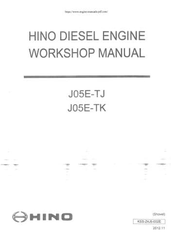 Hino Diesel Engine J05E-TJ J05E-TK Workshop Repair Manual