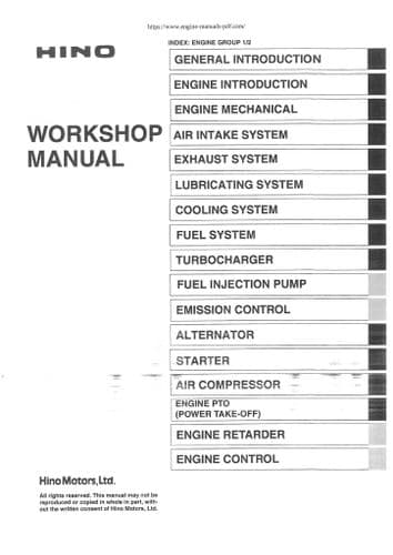 Hino Diesel Engine J08C-TI Workshop Repair Manual