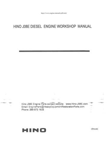 Hino Diesel Engine J08E Workshop Repair Manual