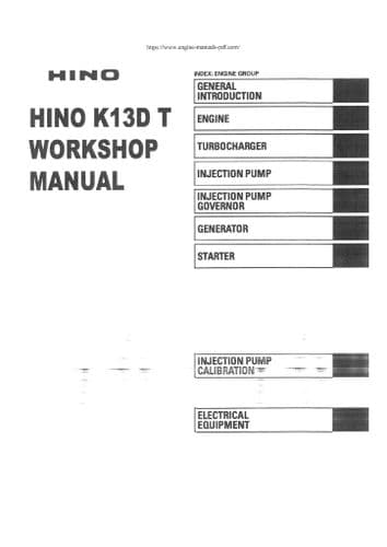 Hino Diesel Engine K13D-T Workshop Repair Manual