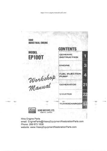 Hino Industrial Engine EP100T Workshop Manual