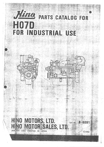 Hino Industrial Engine H07D Parts Manual
