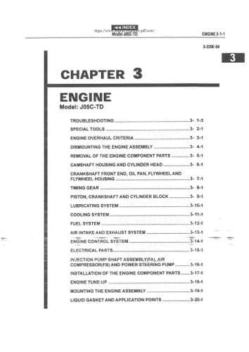 Hino Industrial Engine J05C-TD Workshop Service Manual