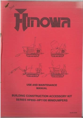 Hinowa Self Loading Tracked Dumper HP800 Operators Manual- Accessories