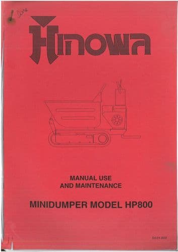 Hinowa Self Loading Tracked Dumper HP800 Operators Manual - HP 800