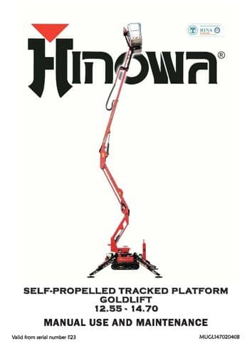 Hinowa Self Propelled Tracked Platform Goldlift 12.55 & 14.70 Operators and Maintenance Manual
