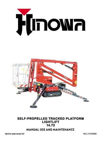 Hinowa Self Propelled Tracked Platform Lightlift 14.72 Operators and Maintenance Manual