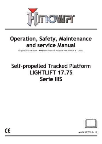 Hinowa Self Propelled Tracked Platform Lightlift 17.75 Series IIIS Operators, Maintenance  & Service
