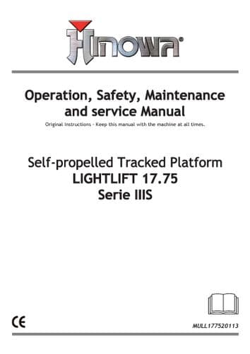 Hinowa Self Propelled Tracked Platform Lightlift 17.75 Series IIIS Operators, Maintenance  & Service