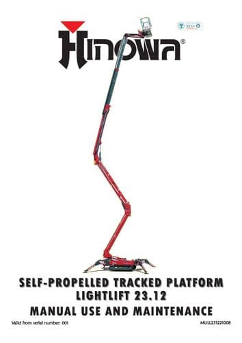 Hinowa Self Propelled Tracked Platform Lightlift 23.12 Operators & Maintenance