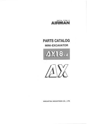 Hitachi Airman Mini Excavator AX18-4 Parts Manual