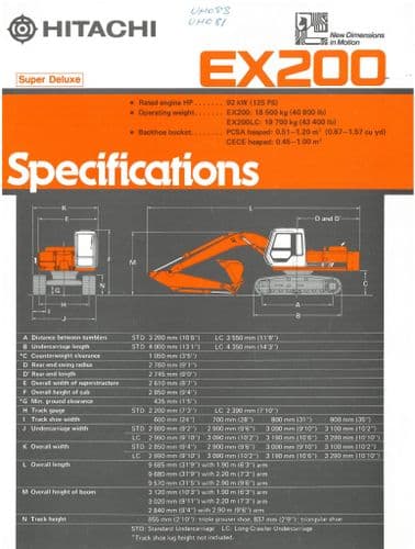 Hitachi Excavator EX200 Brochure