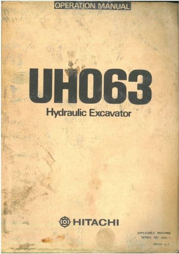 Hitachi Hydraulic Excavator UH063 Operators Manual