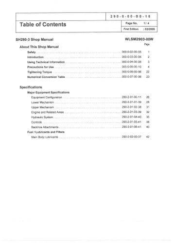 HITACHI SUMITOMO SH290-3 Workshop Repair Manual