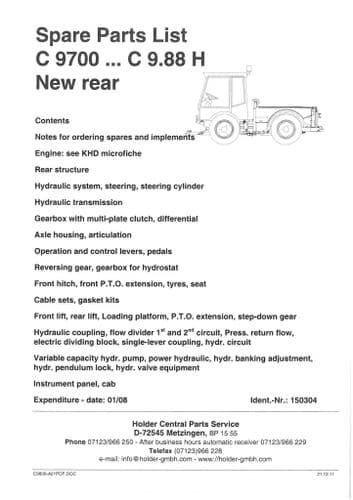Holder Articulated Truck C9700 C9.88H Parts Manual