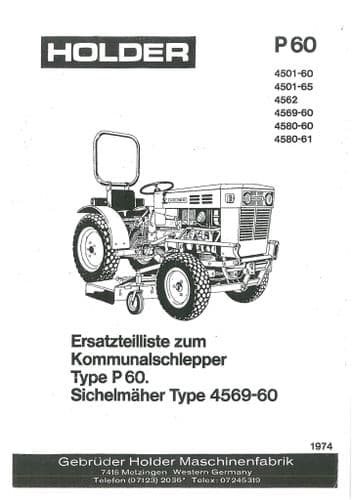 Holder Compact Tractor P60 Parts Manual