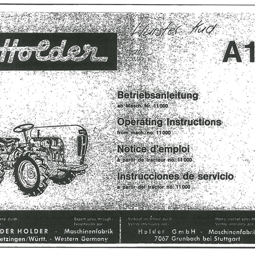 Holder Tractor A12 Operators Manual