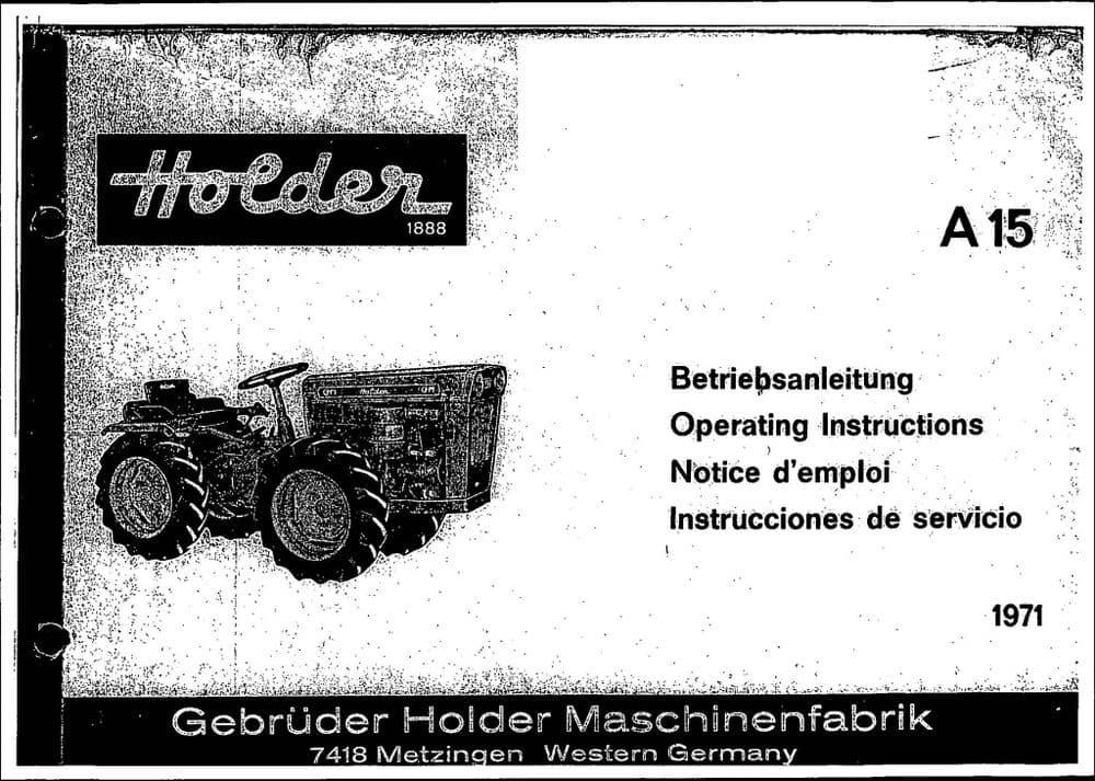 Holder Tractor A15 Operators Manual holder-tractor-a15-operators-manual
